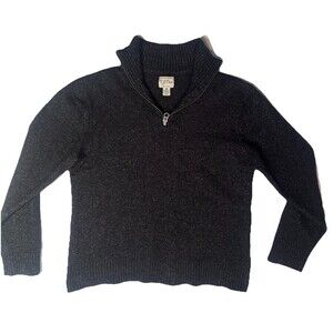 J.Crew Sweater Mens Med Charcoal Rugged Merino Half Zip Wool Blend Pullover